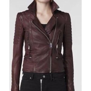 Oxblood All Saints Leather Jacket